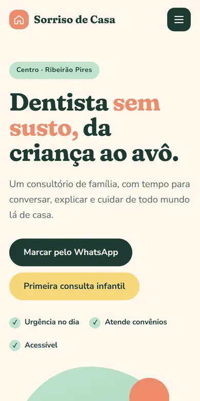 Topo do site-modelo Sorriso de Casa, estilo Casa de Família