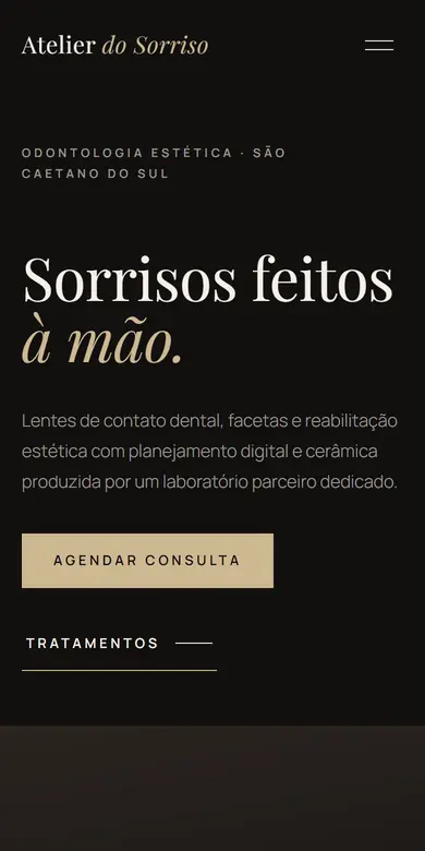 Topo do site-modelo Atelier do Sorriso, estilo Estética Premium