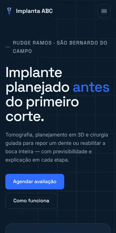 Topo do site-modelo Implanta ABC, estilo Implante Tech