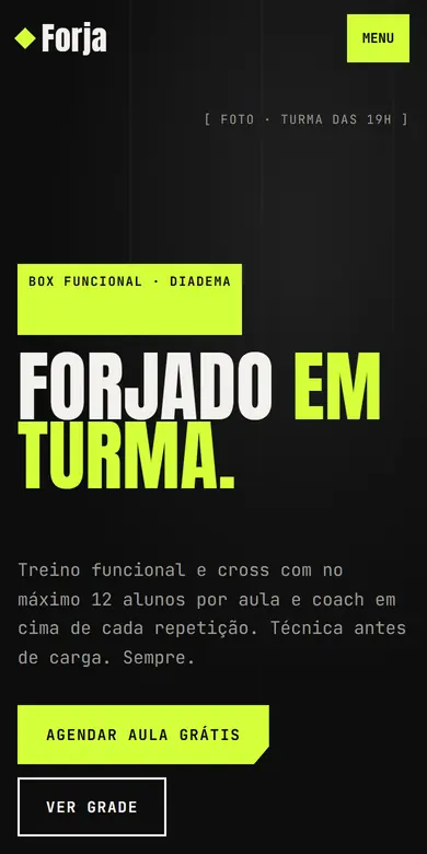 Topo do site-modelo Forja Funcional, estilo Forja
