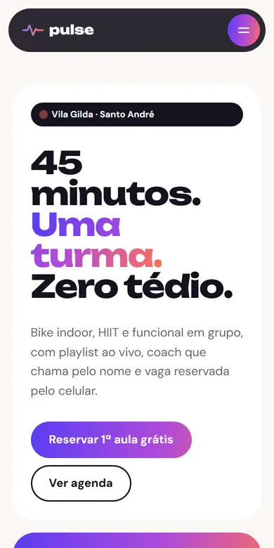 Topo do site-modelo Pulse Studio, estilo Pulse Boutique