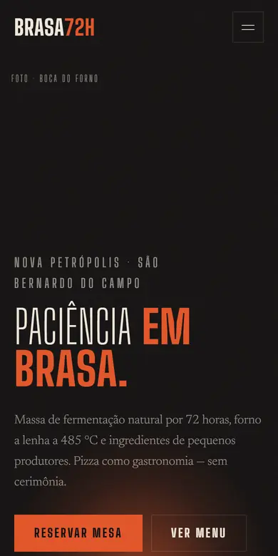 Topo do site-modelo Brasa 72h, estilo Brasa