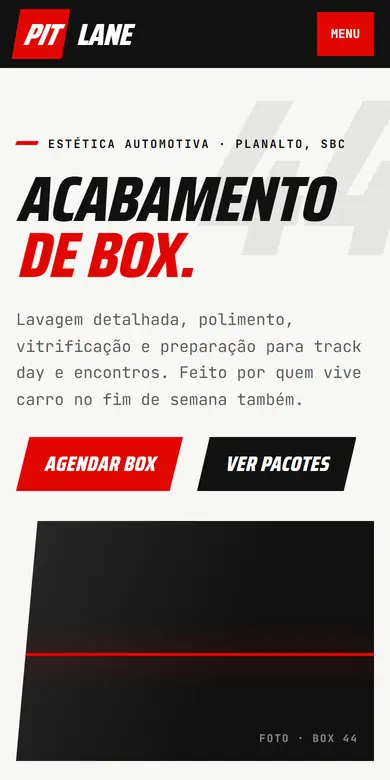 Topo do site-modelo Pit Lane, estilo Motorsport